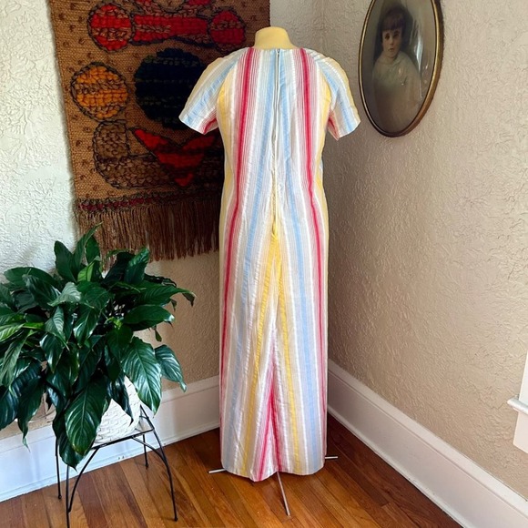 Vintage 1960s Alice of California Striped Kaftan Dress. Maxi Dress Caftan Dress, - Picture 4 of 16